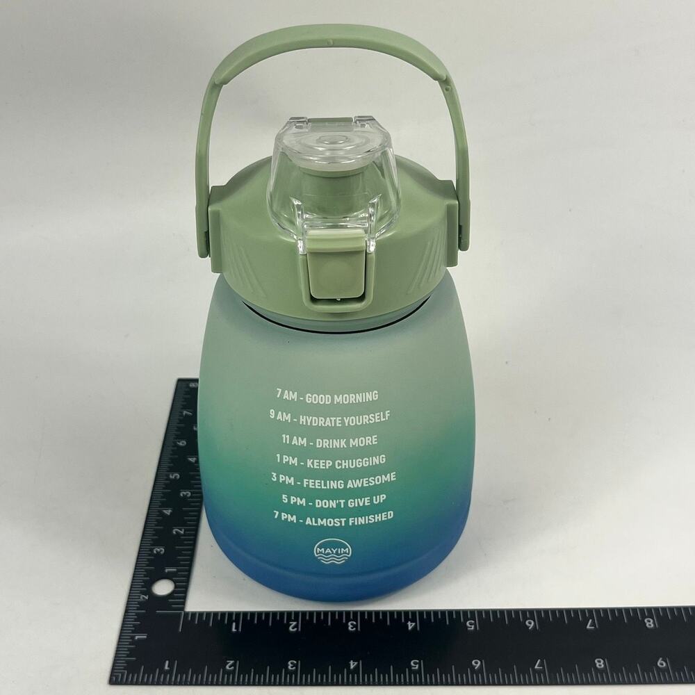 Mayim Water Bottle Jug Motivational Time Marker 1300ml 44 oz Green Blue Ombre - Picture 7 of 7